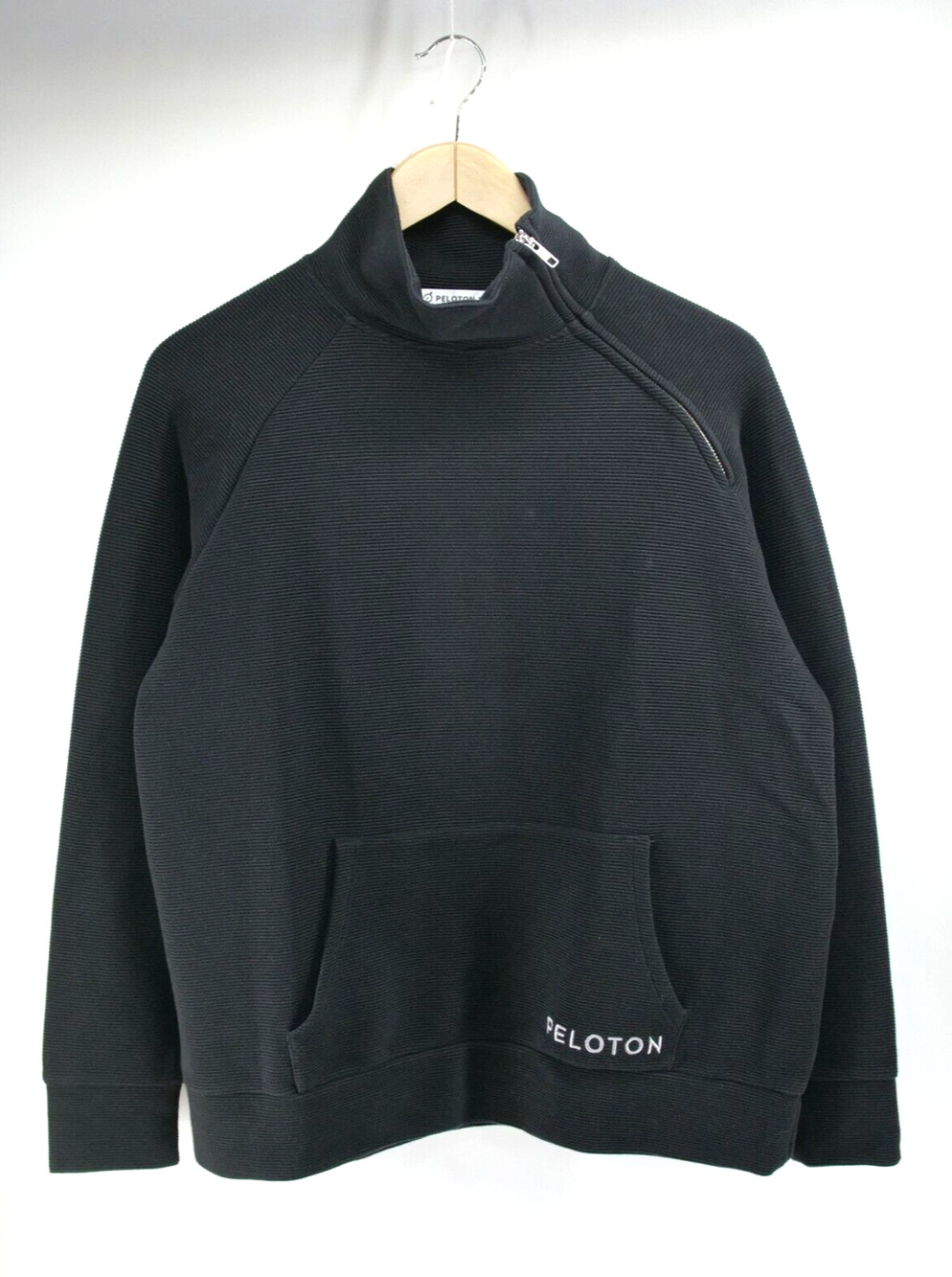 Peloton Women's Medium Pullover 1/2 Zip Asymmetrical Black Ribbed